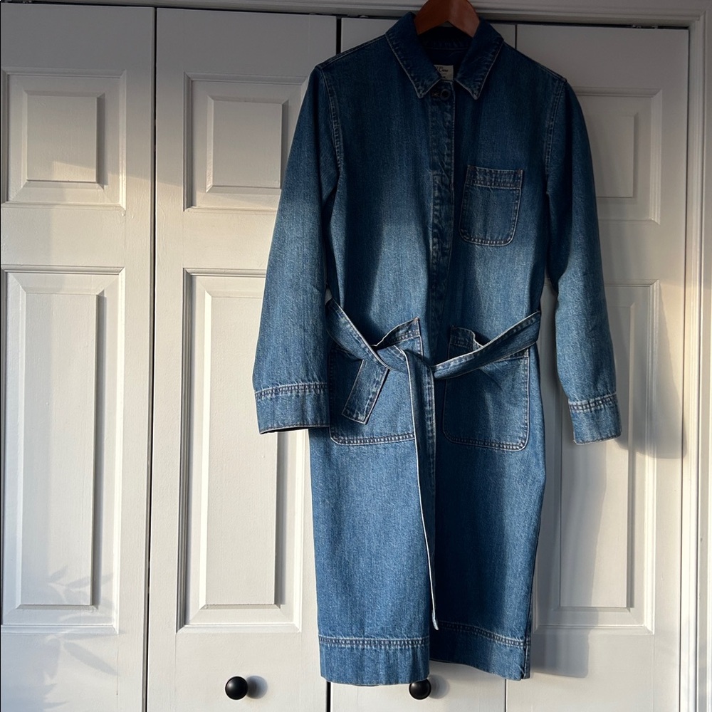 J. Crew Classic Blue Denim Trench